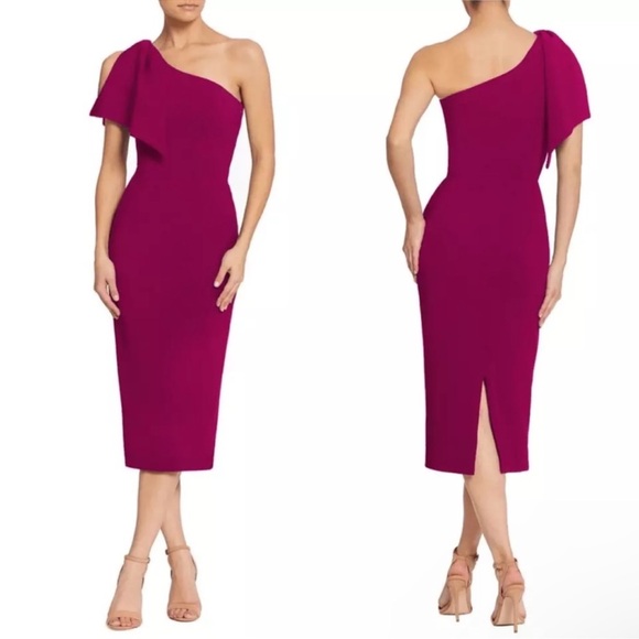 Dress the Population Dresses & Skirts - DRESS THE POPULATION Tiffany One-Shoulder Maroon Dark Magenta Dress Size S NWT